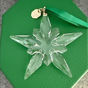Swarovski Crystal 2025 Ornament Snowflake with Green Ribbon
